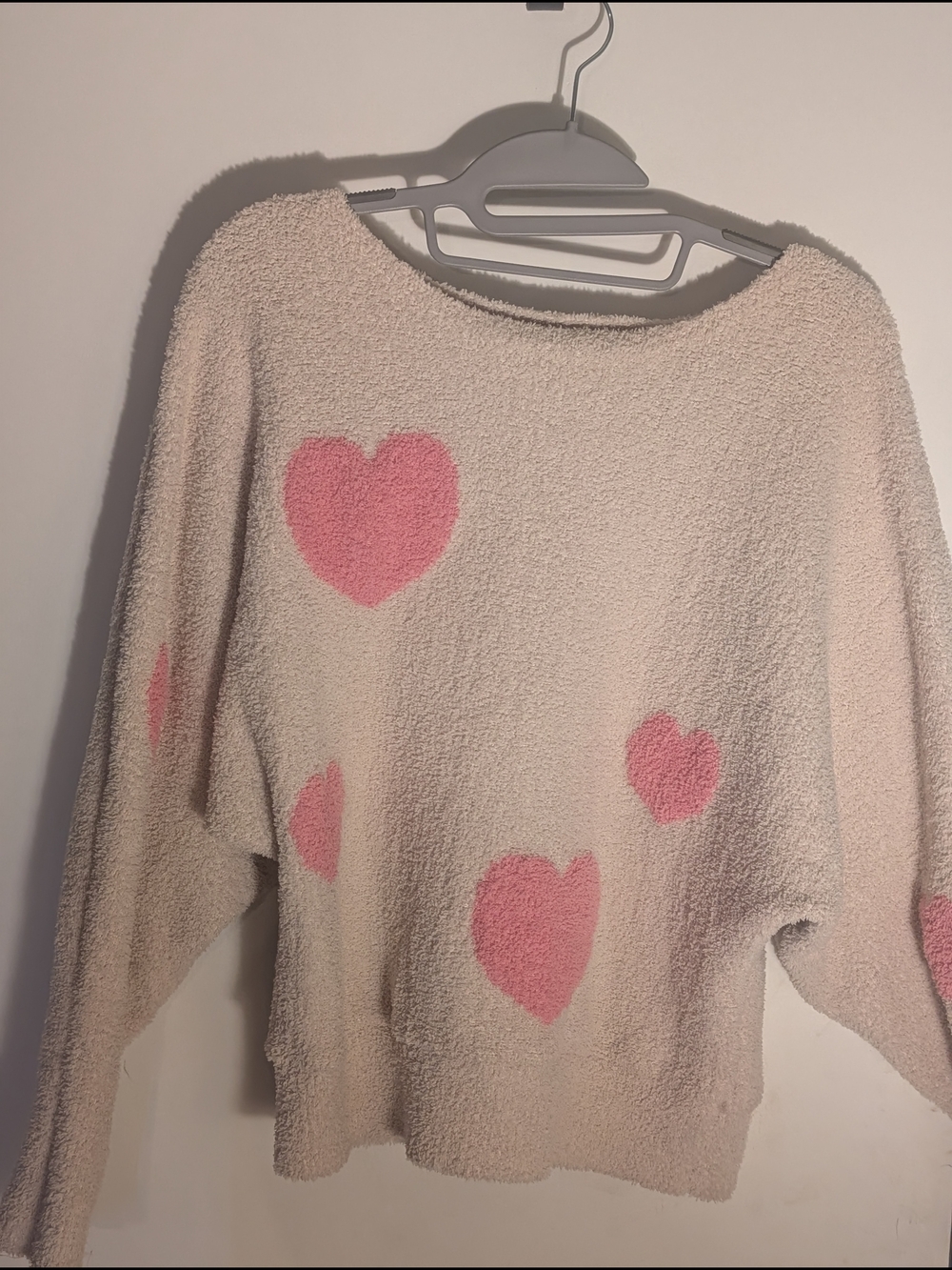 Jessica Simpson Cream Crewneck Sweater with Pink Hearts - Picture 2 of 6